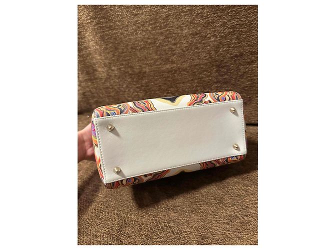 Dior Lady Dior Mini Tasche Mehrfarbiges Leder Weiß Mehrfarben - Ansicht 4