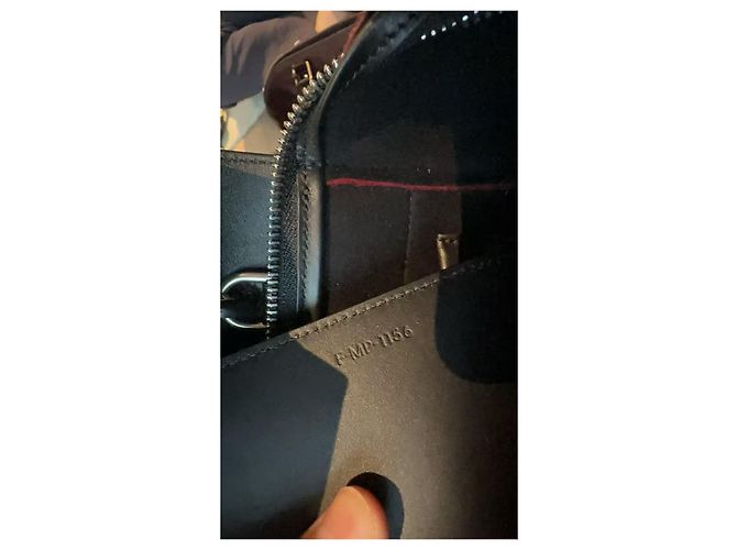Céline Celine Belt Bag Borsa lana rossa e pelle nera Nero Rosso - vista 5