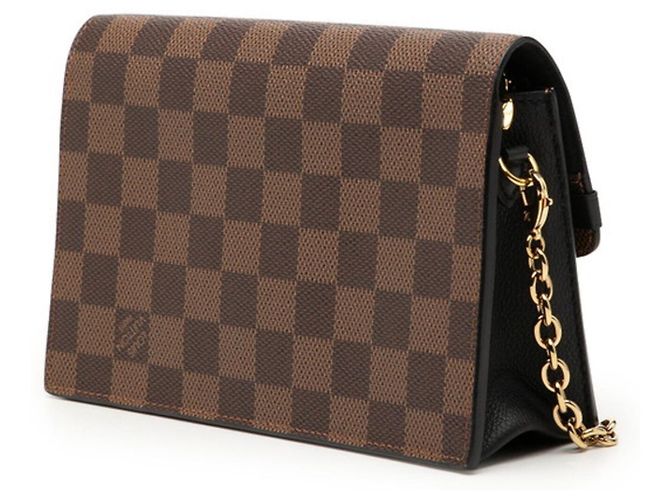 Borsa a Spalla Louis Vuitton Damier Portefeuille Vavin Chain Marrone Nero - vista 2