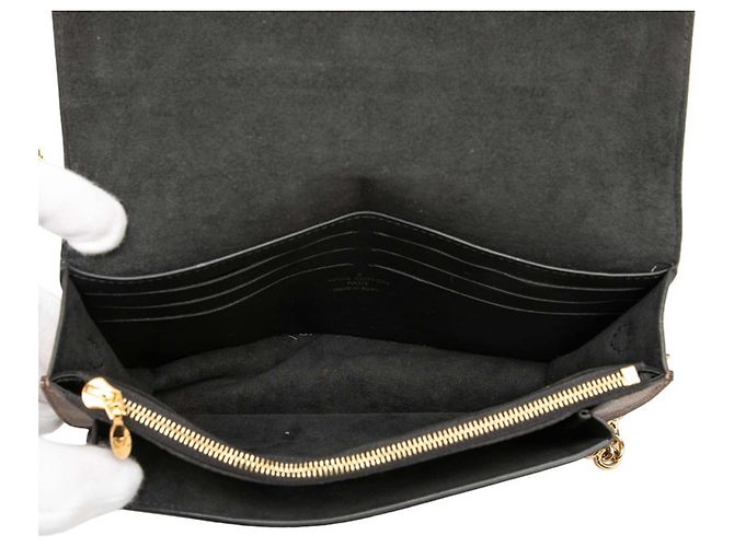Borsa a Spalla Louis Vuitton Damier Portefeuille Vavin Chain Marrone Nero - vista 4
