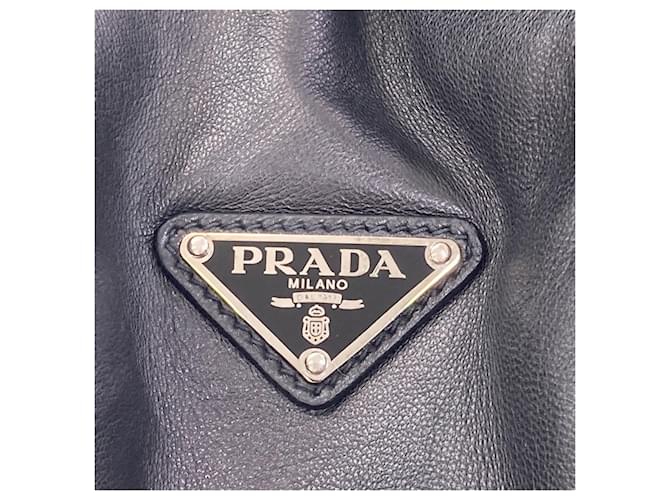 Borsa a tracolla lunga Prada in agnello Nero - vista 8