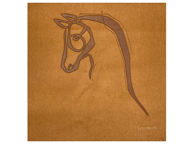 Hermès Stola in cashmere Hermes Cheval au Tres Marrone - vista 3