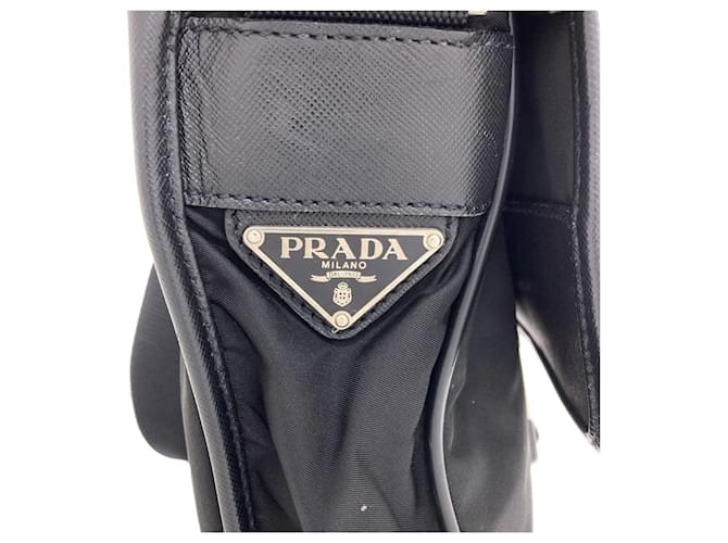 Borsa a tracolla in nylon nero Prada - vista 7