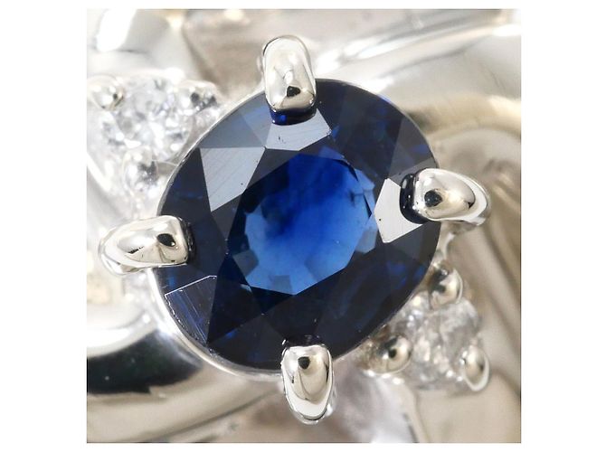 Autre Marque Platinring mit Saphir und Diamant - Ansicht 2