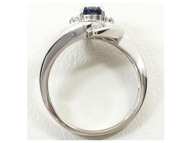 Autre Marque Platinring mit Saphir und Diamant - Ansicht 3