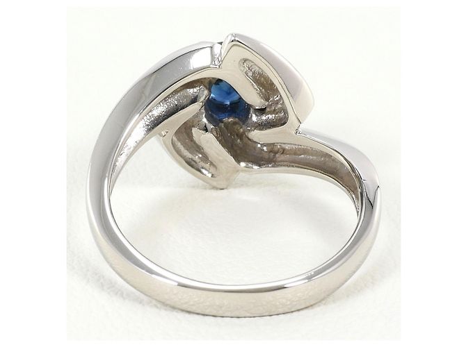 Autre Marque Platinring mit Saphir und Diamant - Ansicht 4