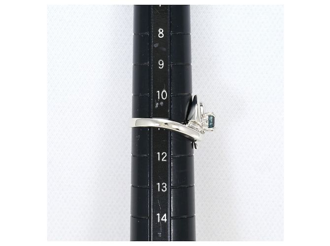 Autre Marque Platinring mit Saphir und Diamant - Ansicht 8