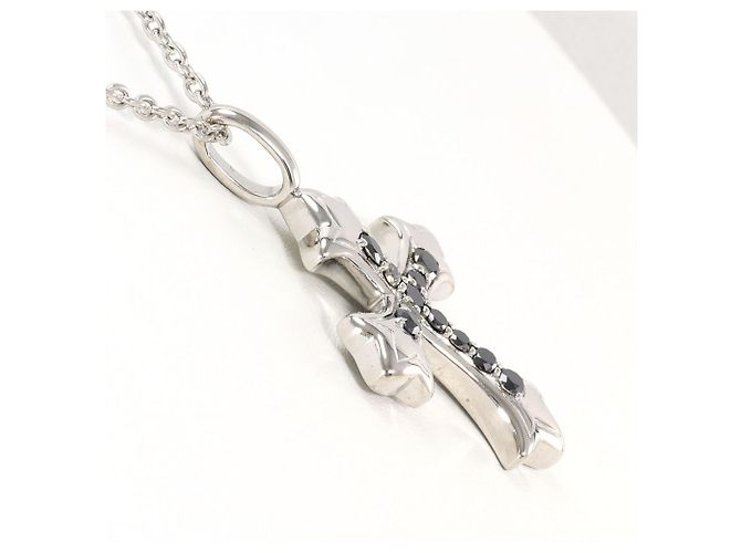 Autre Marque Collana in oro bianco 10K con diamante nero D'oro - vista 2
