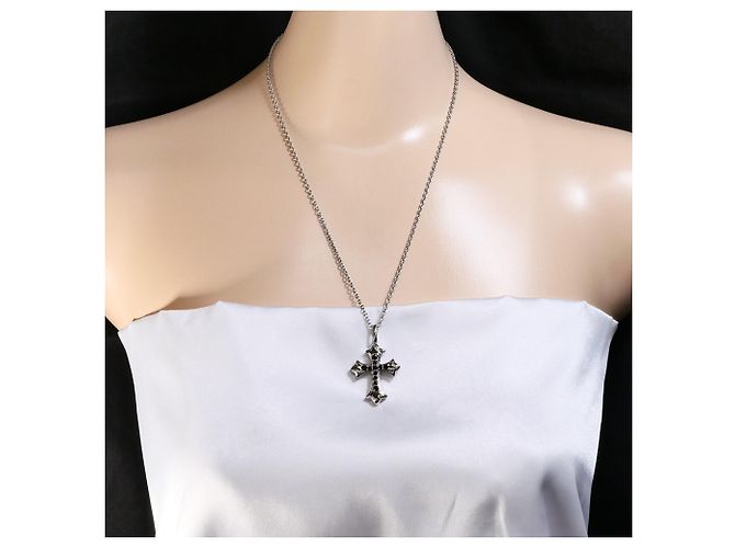 Autre Marque Collana in oro bianco 10K con diamante nero D'oro - vista 6