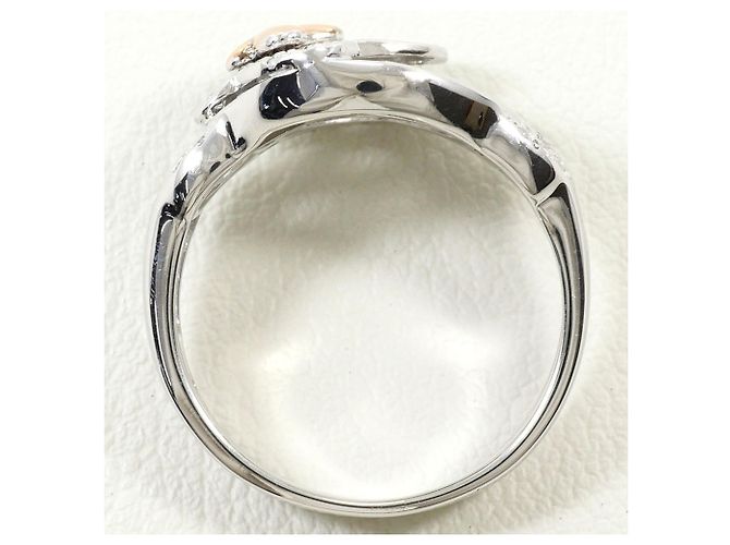 Autre Marque 14K Pink and White Gold Band Ring with Cubic Zirconia Golden - view 2