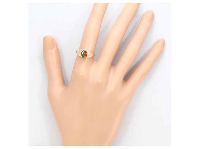 Autre Marque K14 14K Gelbgoldring mit Ammolit-Stein Golden - Ansicht 6
