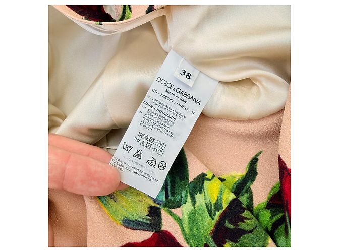 Dolce & Gabbana Vestido Midi Estampado Rosas Roja Beige - vista 10