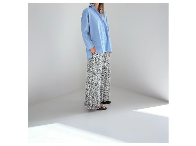 Weekend Max Mara Weite Hose mit Schwarz-Weiß-Muster aus Seide - Ansicht 2