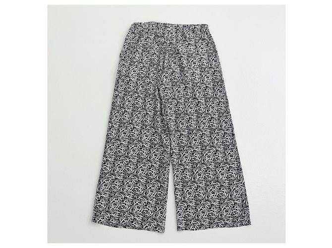 Weekend Max Mara Weite Hose mit Schwarz-Weiß-Muster aus Seide - Ansicht 3