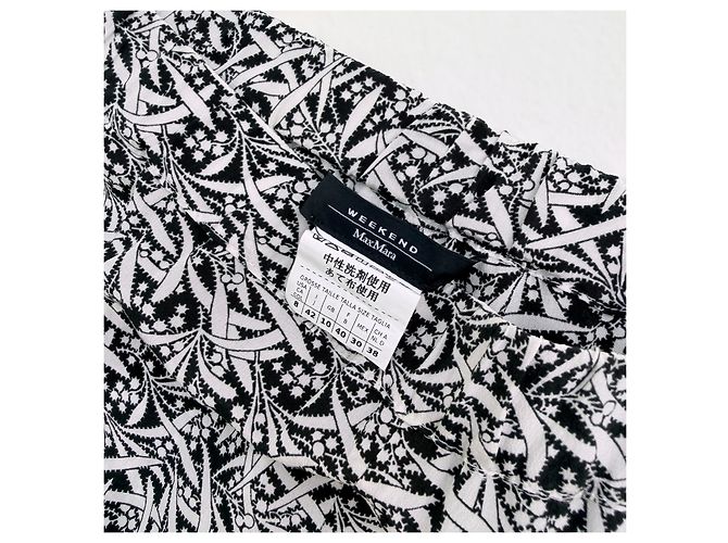 Weekend Max Mara Weite Hose mit Schwarz-Weiß-Muster aus Seide - Ansicht 4