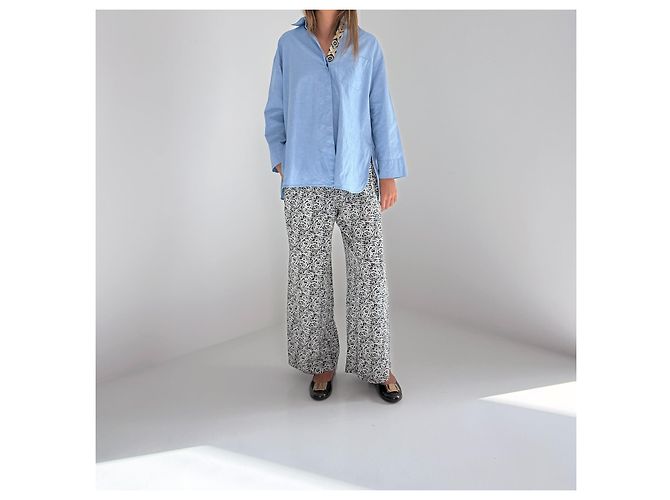 Weekend Max Mara Weite Hose mit Schwarz-Weiß-Muster aus Seide - Ansicht 5