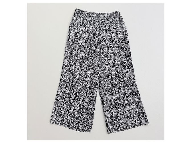 Weekend Max Mara Weite Hose mit Schwarz-Weiß-Muster aus Seide - Ansicht 7