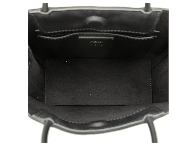 Borsa Shopping in Pelle Nera Fendi Nero - vista 4