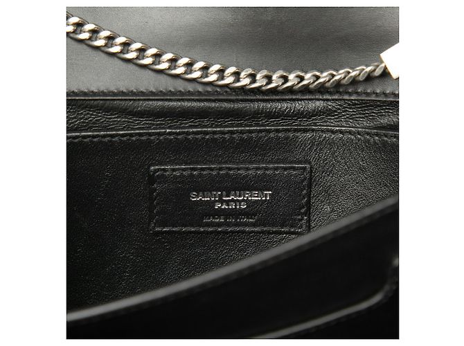 Borsa a tracolla con catena in pelle nera Saint Laurent Nero - vista 5