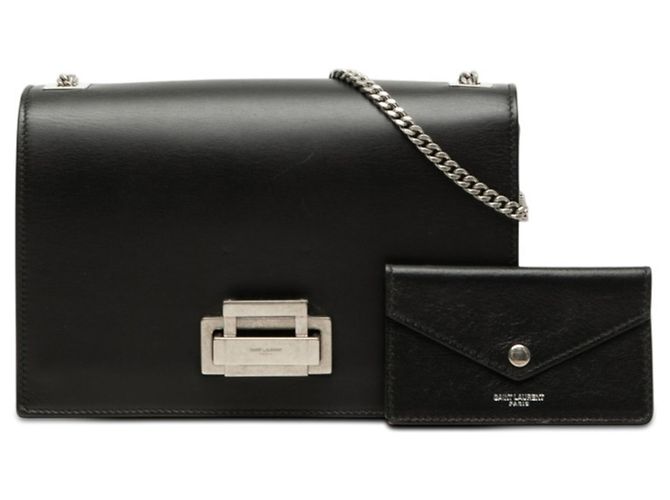 Borsa a tracolla con catena in pelle nera Saint Laurent Nero - vista 7