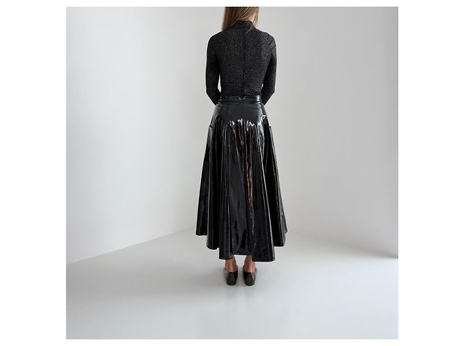 Autre Marque Falda midi Wanda Nylon de charol negro Otoño 2014 - vista 10