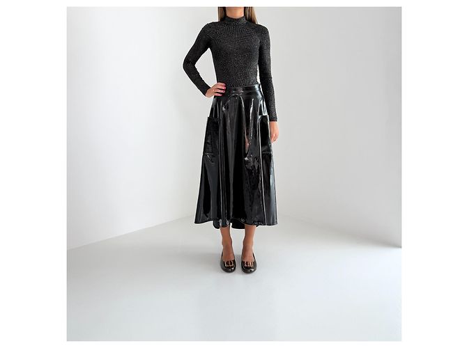 Autre Marque Falda midi Wanda Nylon de charol negro Otoño 2014 - vista 2