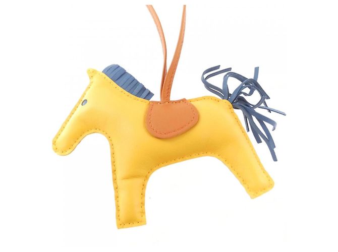 Hermès Hermes Rodeo Accessoire Taschenanhänger MM Blau Orange Gelb - Ansicht 2