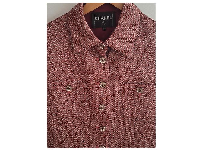 Chaleco Chanel de tweed rojo y blanco Roja Metálico - vista 2