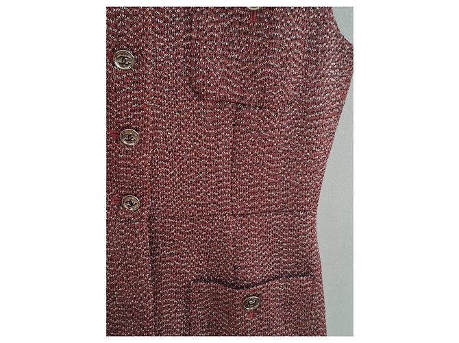 Chaleco Chanel de tweed rojo y blanco Roja Metálico - vista 7