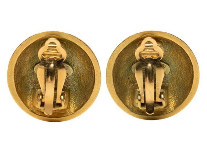 Orecchini tondi vintage Chanel Coco Mark D'oro - vista 2