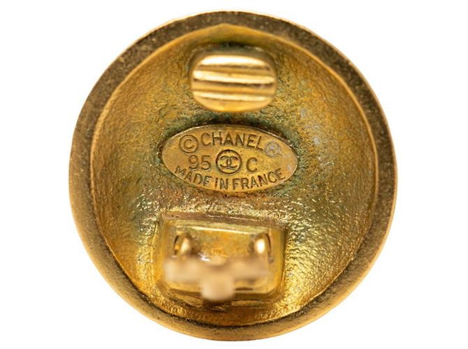 Orecchini tondi vintage Chanel Coco Mark D'oro - vista 3