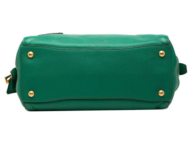 Borsa tote e a spalla in pelle verde Prada - vista 3