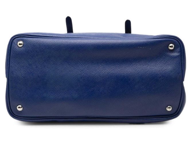 Borsa Tote con Placca Logo Triangolo Prada Blu - vista 3
