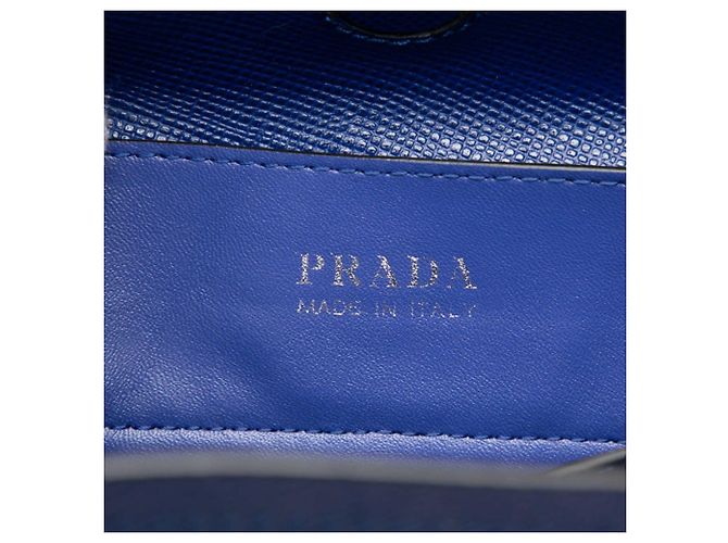 Borsa Tote con Placca Logo Triangolo Prada Blu - vista 6
