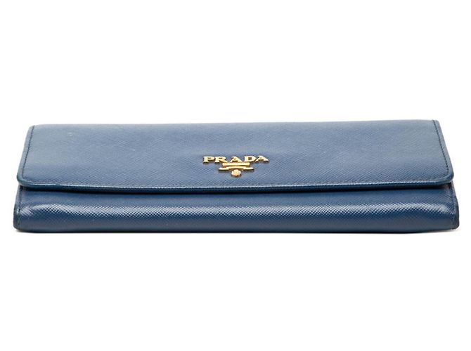 Prada Blue Saffiano Leather Bi-fold Long Wallet - view 3