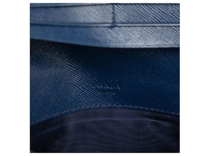 Prada Blue Saffiano Leather Bi-fold Long Wallet - view 5