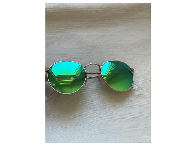 Ray-Ban Round Metal Gafas de Sol Polarizadas 112/P9 Verde Gold hardware - vista 2
