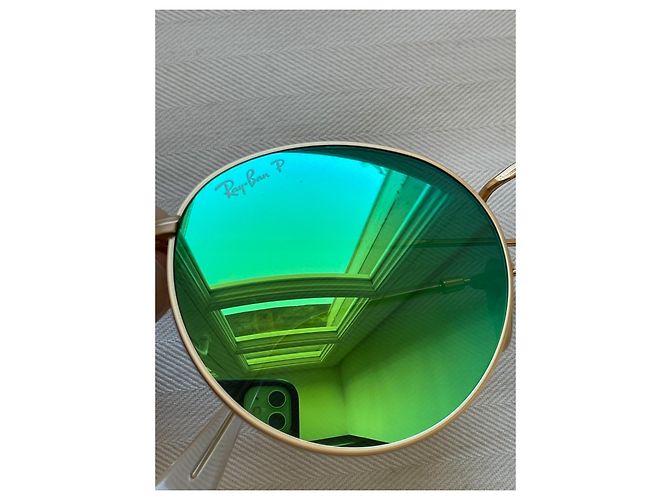 Ray-Ban Round Metal Gafas de Sol Polarizadas 112/P9 Verde Gold hardware - vista 3