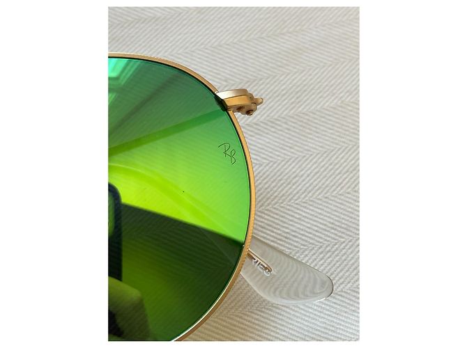 Ray-Ban Round Metal Gafas de Sol Polarizadas 112/P9 Verde Gold hardware - vista 5
