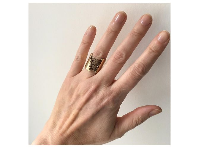 Autre Marque Anello Corset in metallo dorato e catenelle D'oro - vista 2