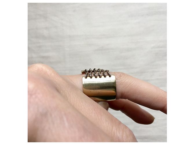 Autre Marque Anello Corset in metallo dorato e catenelle D'oro - vista 4