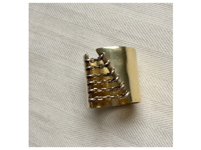 Autre Marque Anello Corset in metallo dorato e catenelle D'oro - vista 8