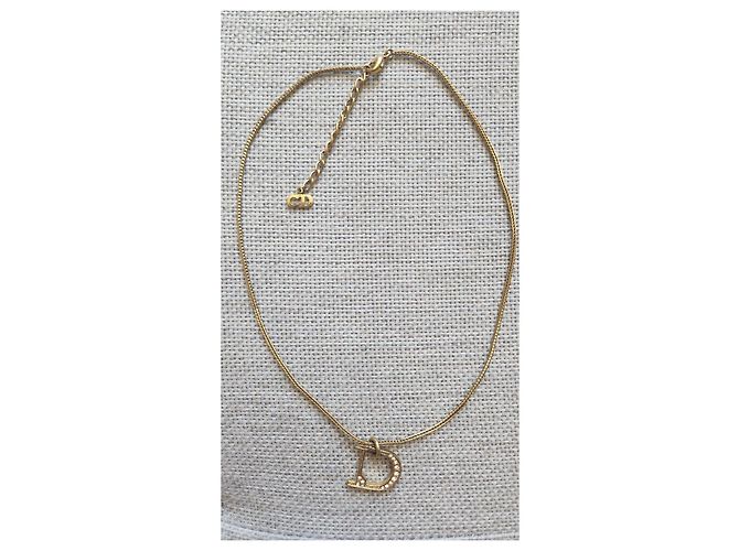 Collana Dior 'D' in metallo dorato e cristalli D'oro - vista 7