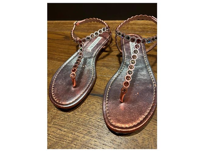 Aquazzura Sandali piatti decorati oro rosa Metallico - vista 10