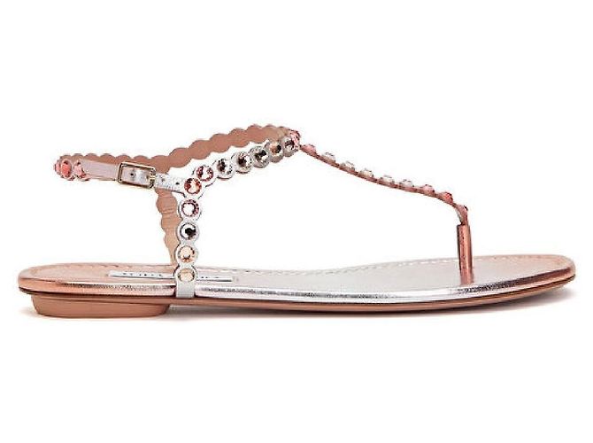 Aquazzura Sandali piatti decorati oro rosa Metallico - vista 2