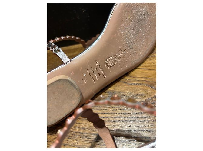 Aquazzura Sandali piatti decorati oro rosa Metallico - vista 3