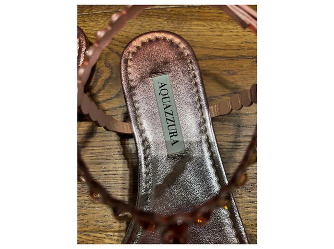 Aquazzura Sandali piatti decorati oro rosa Metallico - vista 5