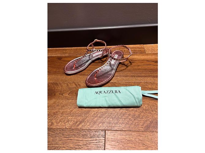 Aquazzura Sandali piatti decorati oro rosa Metallico - vista 6