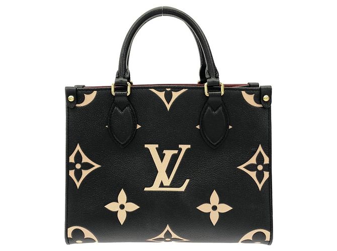 Borsa Louis Vuitton Bicolor Monogram Empreinte OnTheGo PM Nero Beige - vista 2
