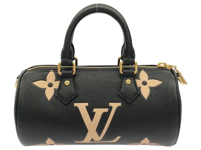Borsa a Spalla Louis Vuitton Bicolor Monogram Empreinte Papillon BB Nero Beige - vista 2